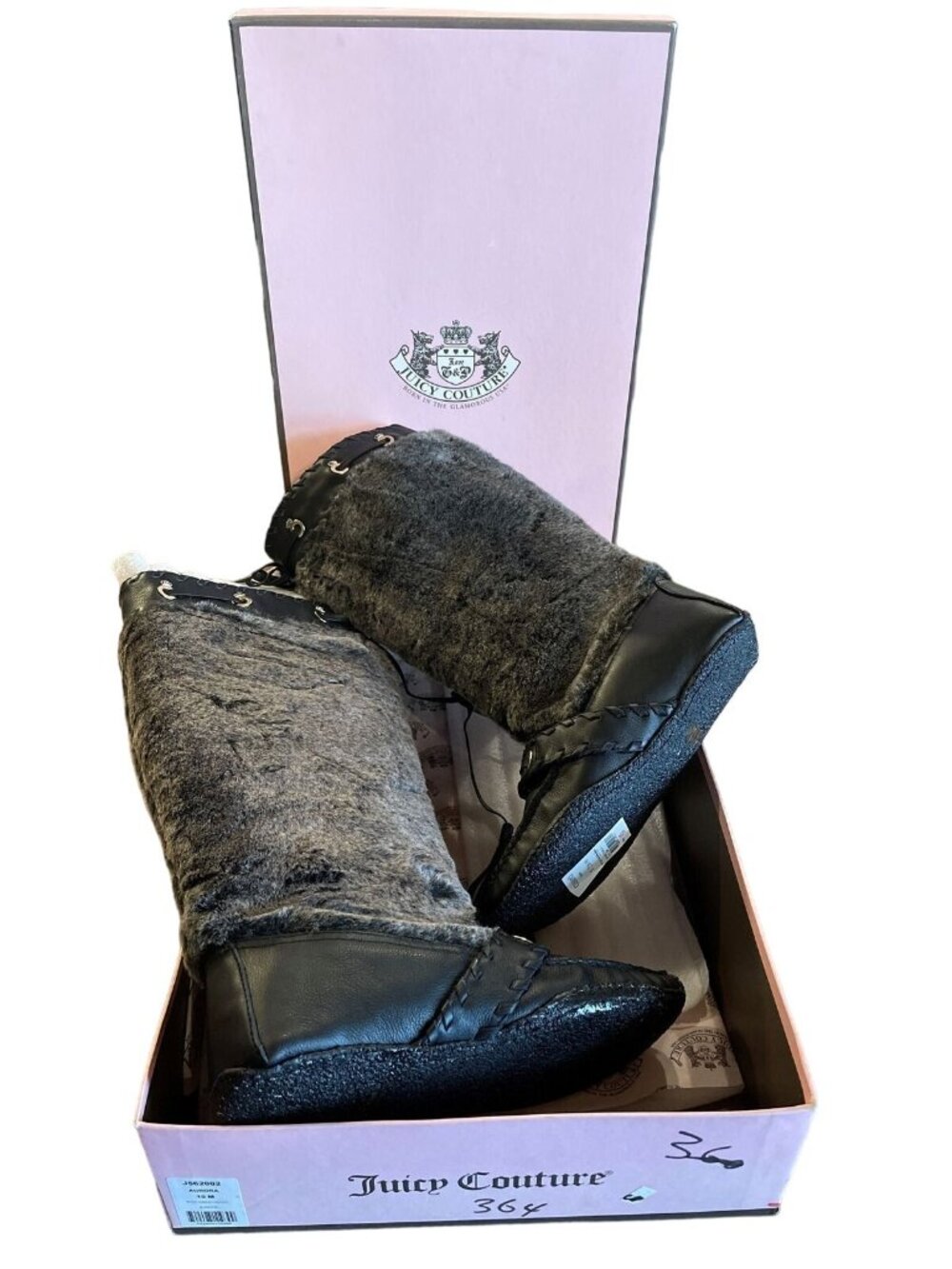Juicy Couture mukluk faux fur moccasin boots y2k Vintage Size 10 US New In Box